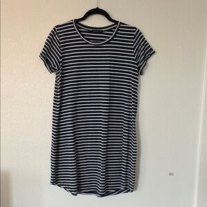 Cotton On Navy and White Striped T-Shirt Dress